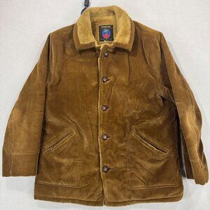 Vintage Grande Bay Jacket Mens 42 Brown Corduroy Sherpa Lined 70's